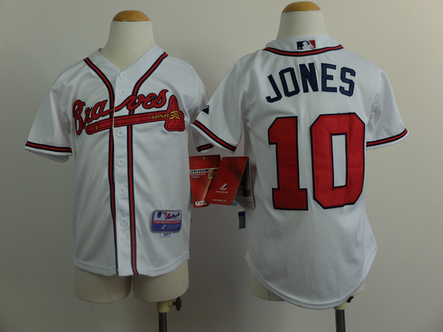 Youth Atlanta Braves 10 Jones White MLB Jerseys